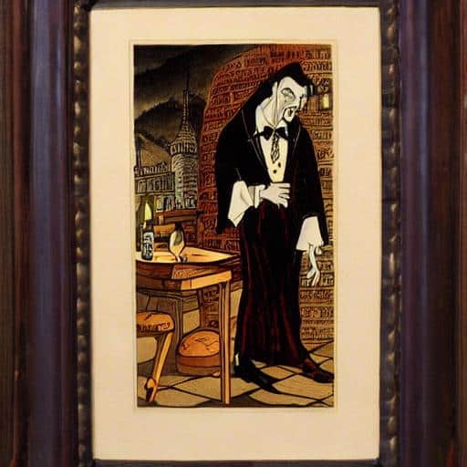 Dracula drinking wine, visual art, highly detailed - Fucket List