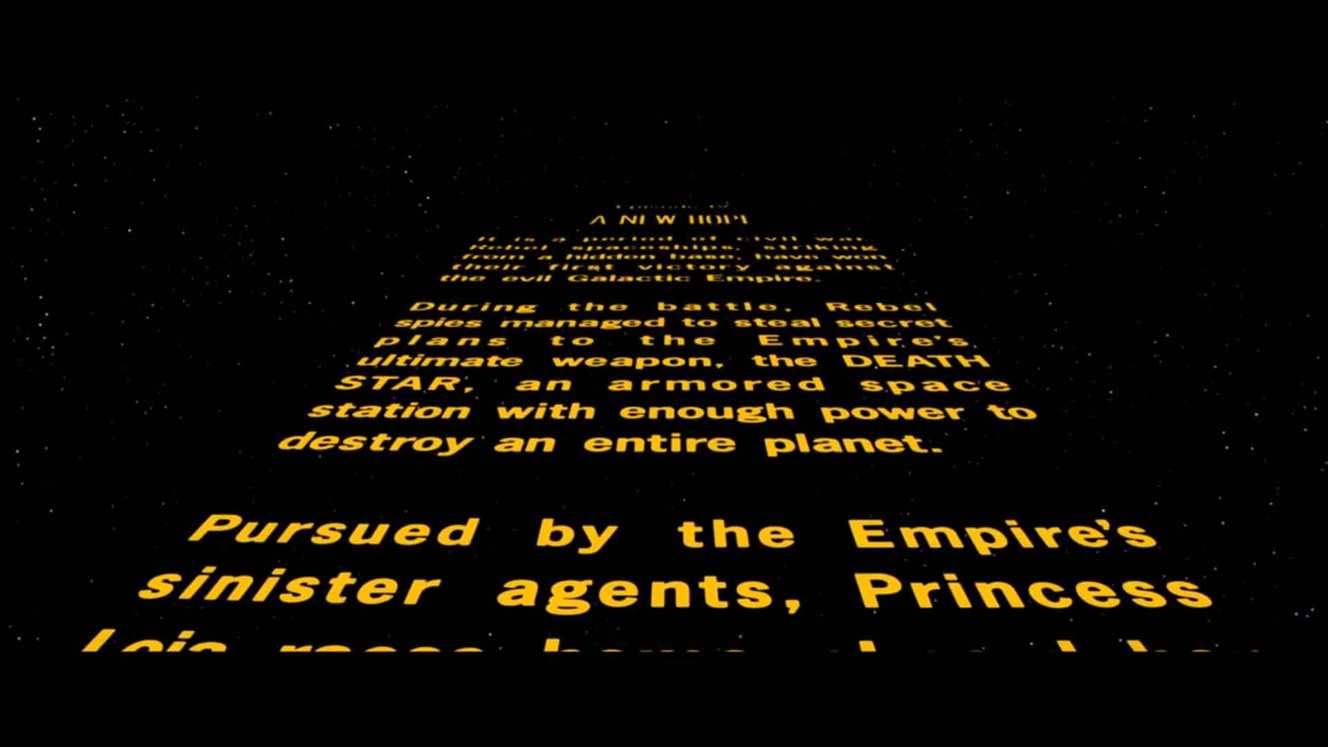 Star Wars opening crawl with four dots - Four-Dot Ellipsis