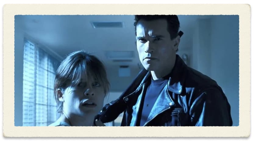 Sarah Connor and T-800 - Terminator - How To Write About AI