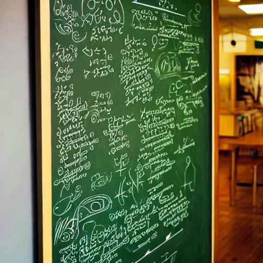 A green chalkboard full of intricate equations, visual art, highly detailed - The Every Day Rule